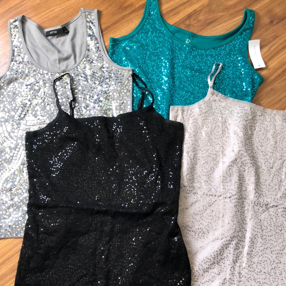 Lot of 4 Sparkle Cami Tanks Size Small LOFT NYC